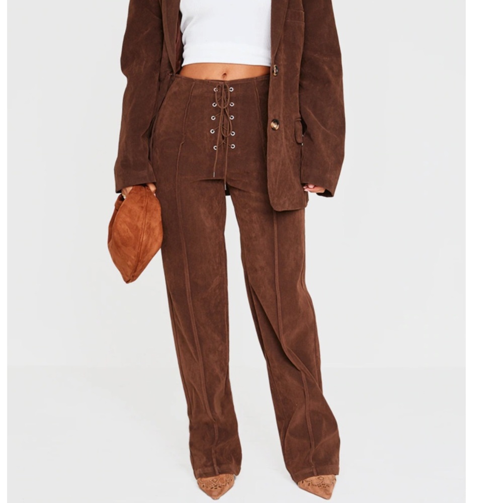 PrettyLittleThing Brown Tie Pants